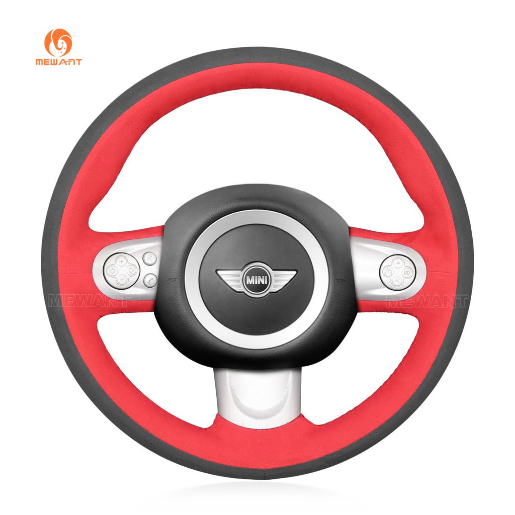 MEWANT Hand Stitch Athsuede Car Steering Wheel Cover for Mini Coupe Clubman Clubvan Roadster - Alcantara, Leather, Carbon Fiber, Easy Install, Non - Slip, Best Steering Wheel Cover