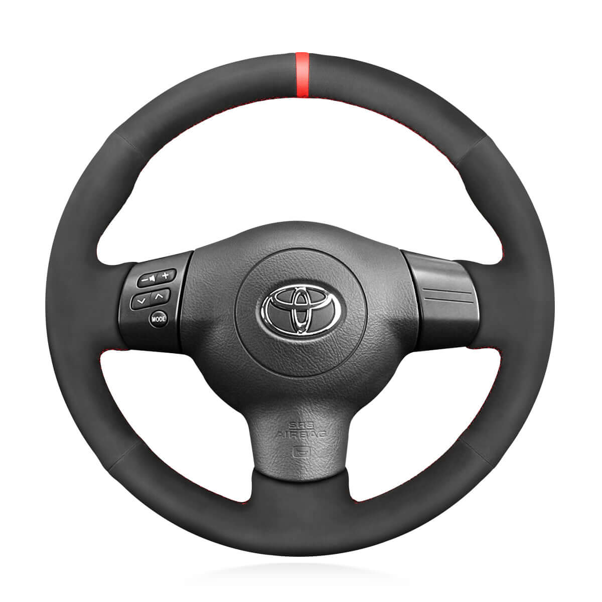 MEWANT Hand Stitch Balck Suede Car Steering Wheel Cover for Toyota Corolla Caldina RAV4 Wish for Scion tC xA xB 2002 - 2009 - Alcantara, Leather, Carbon Fiber, Easy Install, Non - Slip, Best Steering Wheel Cover