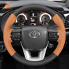 MEWANT Hand Stitch Black Carbon Fiber Leather Car Steering Wheel Cover for Toyota Hilux 2015 - 2021 / Fortuner 2015 - 2021 - Alcantara, Leather, Carbon Fiber, Easy Install, Non - Slip, Best Steering Wheel Cover