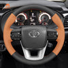 MEWANT Hand Stitch Black Carbon Fiber Leather Car Steering Wheel Cover for Toyota Hilux 2015 - 2021 / Fortuner 2015 - 2021 - Alcantara, Leather, Carbon Fiber, Easy Install, Non - Slip, Best Steering Wheel Cover