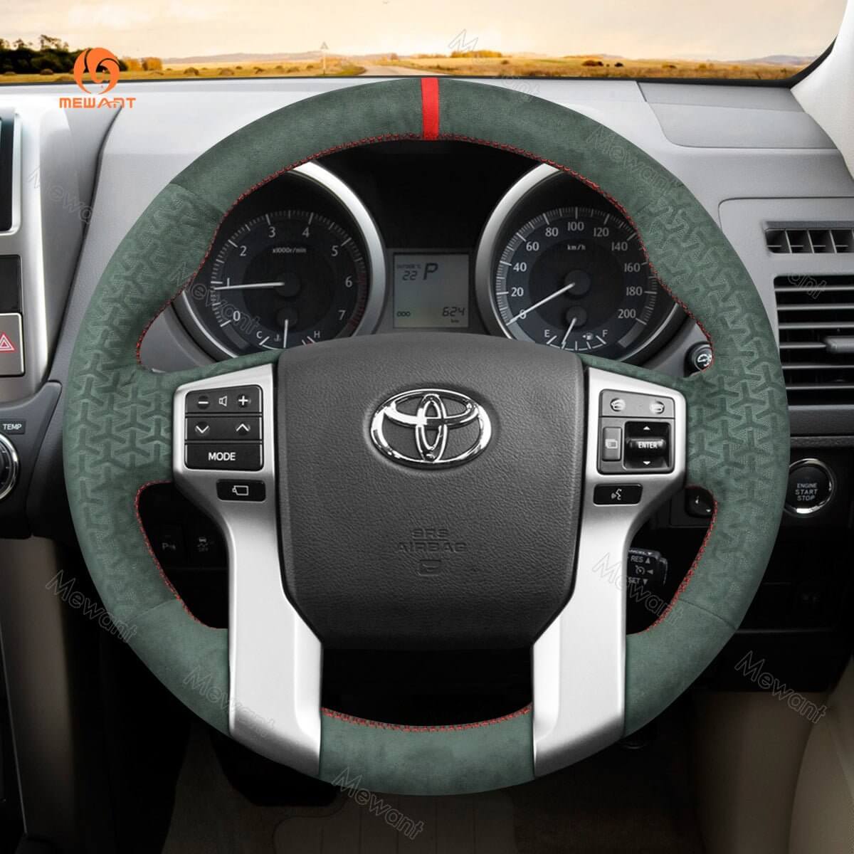 MEWANT Hand Stitch Black Carbon Fiber Leather Car Steering Wheel Cover for Toyota Land Cruiser Prado 2009 - 2017 / Tundra 2013 - 2020 - Alcantara, Leather, Carbon Fiber, Easy Install, Non - Slip, Best Steering Wheel Cover