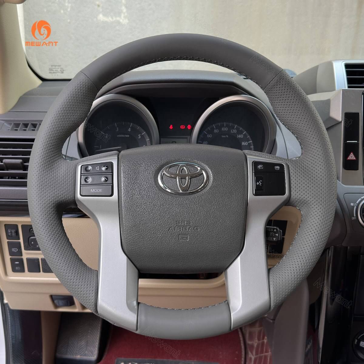 MEWANT Hand Stitch Black Carbon Fiber Leather Car Steering Wheel Cover for Toyota Land Cruiser Prado 2009 - 2017 / Tundra 2013 - 2020 - Alcantara, Leather, Carbon Fiber, Easy Install, Non - Slip, Best Steering Wheel Cover