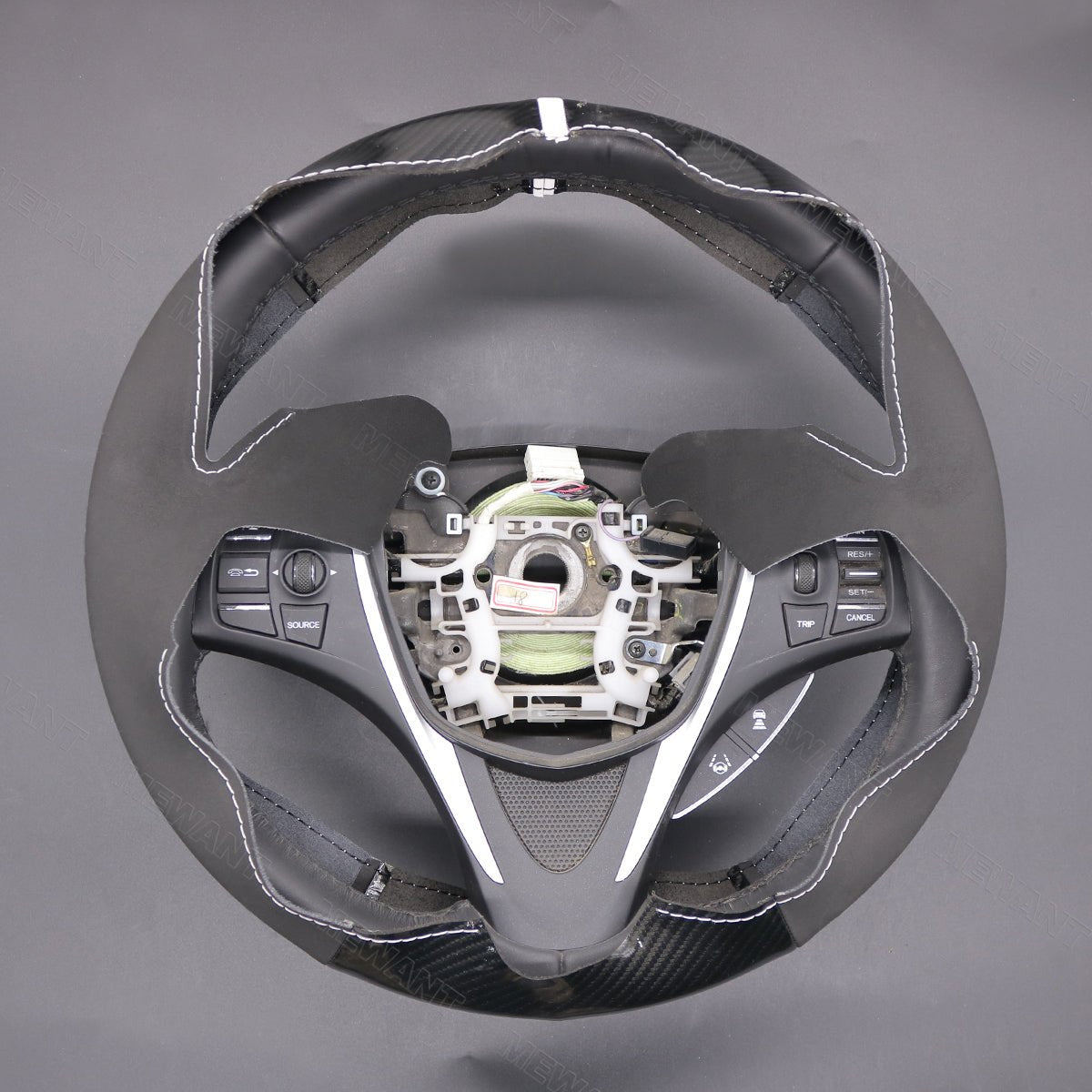 MEWANT Hand Stitch Black Carbon Fiber Suede Car Steering Wheel Cover for Acura TLX 2015 - 2020 - Alcantara, Leather, Carbon Fiber, Easy Install, Non - Slip, Best Steering Wheel Cover