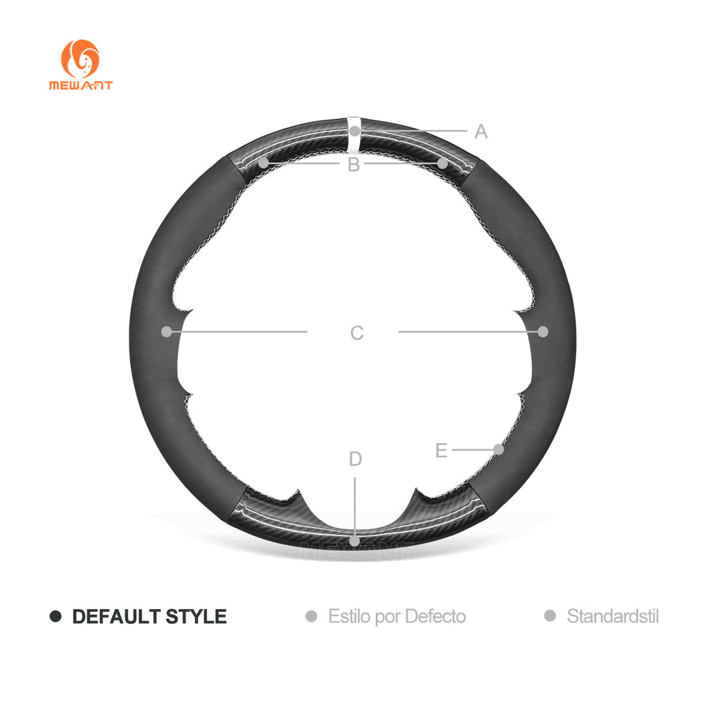 MEWANT Hand Stitch Black Carbon Fiber Suede Car Steering Wheel Cover for Toyota Yaris 2012 - 2020 / Ractis 2010 - 2015 - Alcantara, Leather, Carbon Fiber, Easy Install, Non - Slip, Best Steering Wheel Cover