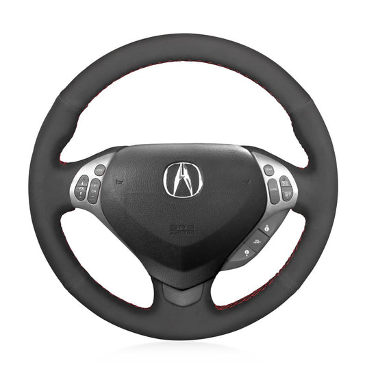 MEWANT Hand Stitch Black Genuine Leather Car Steering Wheel Cover for Acura TL 2007 - 2008 - Mewant Cover