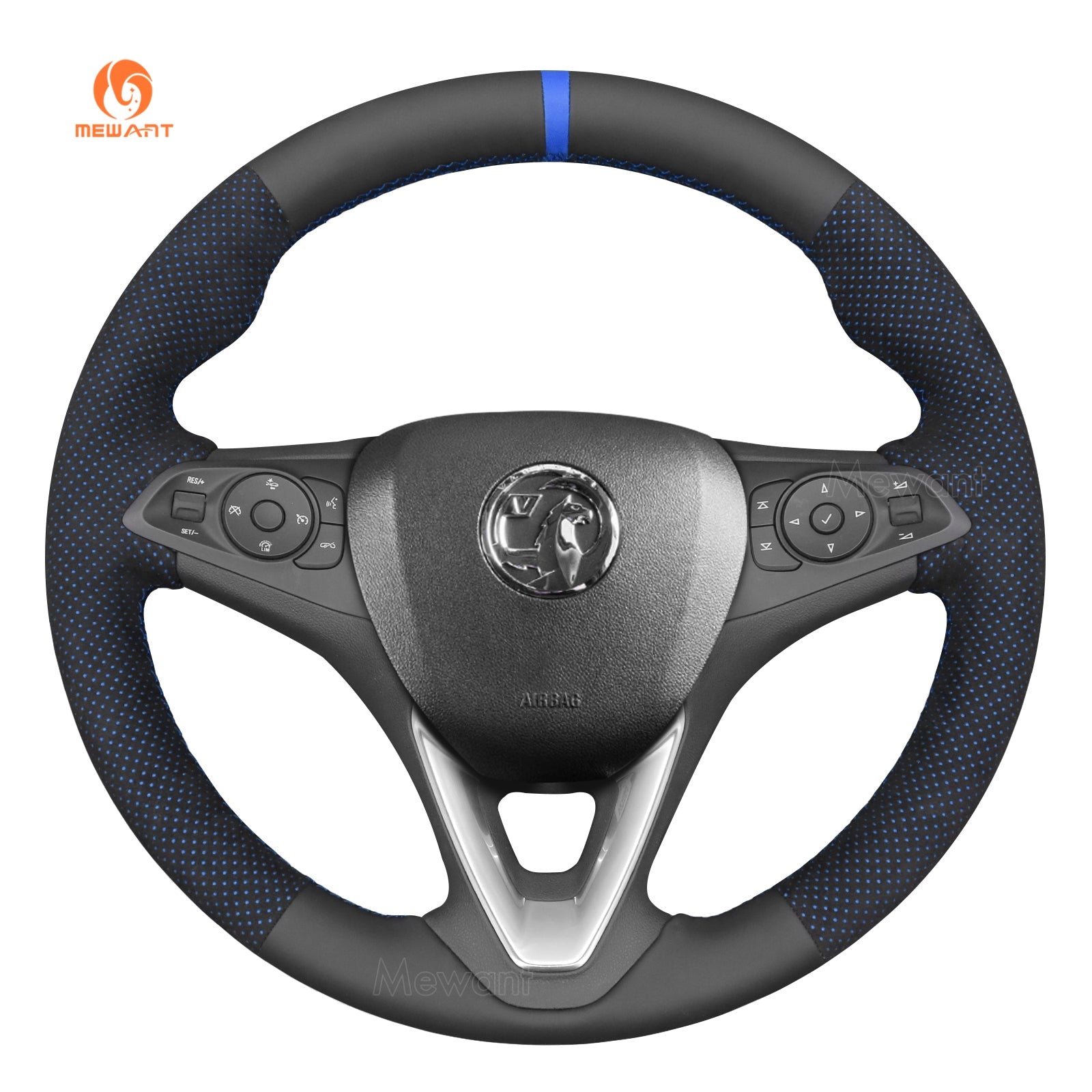 MEWANT Hand Stitch Black Genuine Leather Suede Car Steering Wheel Cover for Opel Astra K Corsa E Crossland Grandland Insignia Zafira - Mewant Cover