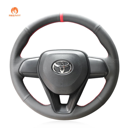 MEWANT Hand Stitch Black Leather Car Steering for Toyota Camry Corolla RAV4 Avalon - Mewant Cover