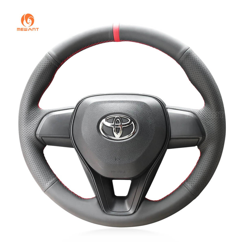 MEWANT Hand Stitch Black Leather Car Steering for Toyota Camry Corolla RAV4 Avalon - Alcantara, Leather, Carbon Fiber, Easy Install, Non - Slip, Best Steering Wheel Cover
