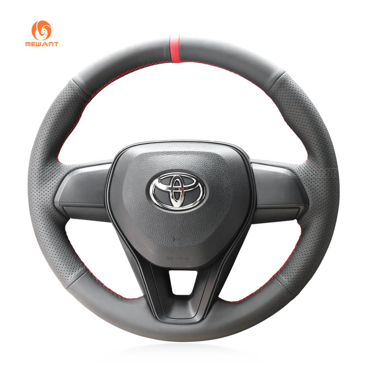 MEWANT Hand Stitch Black Leather Car Steering for Toyota Camry Corolla RAV4 Avalon - Alcantara, Leather, Carbon Fiber, Easy Install, Non - Slip, Best Steering Wheel Cover