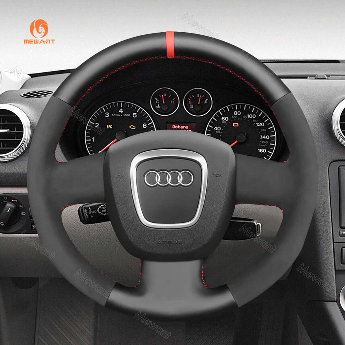 MEWANT Steering Wheel Cover for Audi A3 8P Sportback A4 B7 Avant A6 C6 S4 Seat Exeo 2009-2012