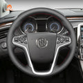 MEWANT Hand Stitch Black Leather Car Steering Wheel Cover for Buick Lacrosse 2010 - 2013 / Regal 2011 - 2013 / for Chevrolet Equinox 2010 - 2016 - Alcantara, Leather, Carbon Fiber, Easy Install, Non - Slip, Best Steering Wheel Cover