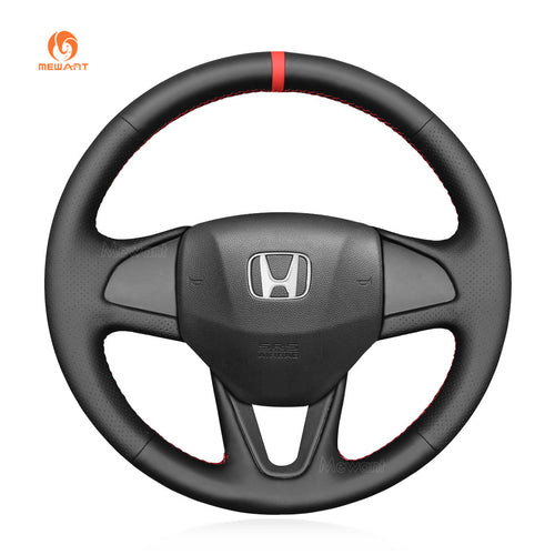 MEWANT Hand Stitch Black Leather Car Steering Wheel Cover for Honda Fit 2014 / Vezel 2015 - 2017 - Mewant Cover