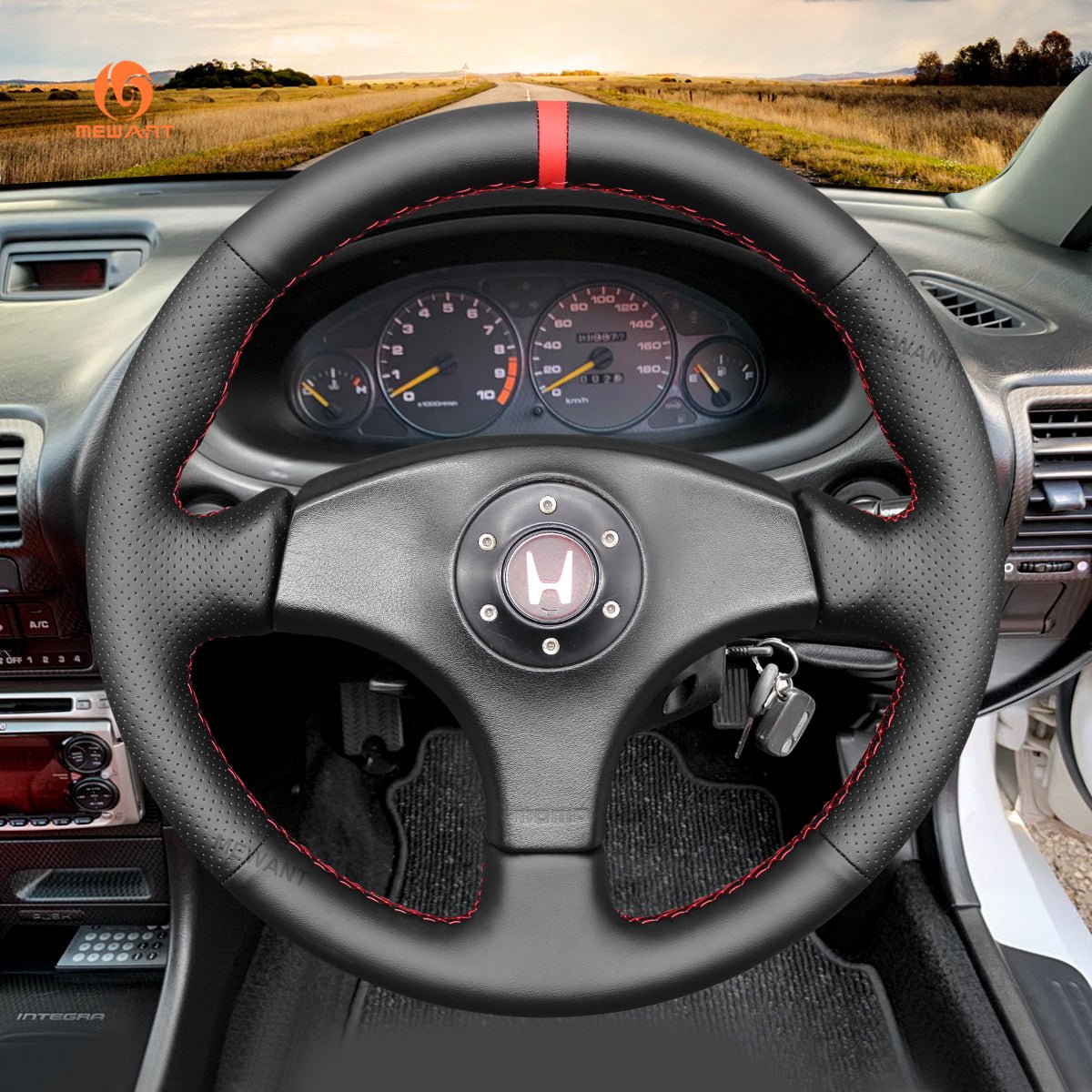 MEWANT Hand Stitch Black Leather Car Steering Wheel Cover for?Honda?Integra?Type?R?DC2?1996 - 1998 - Mewant Cover