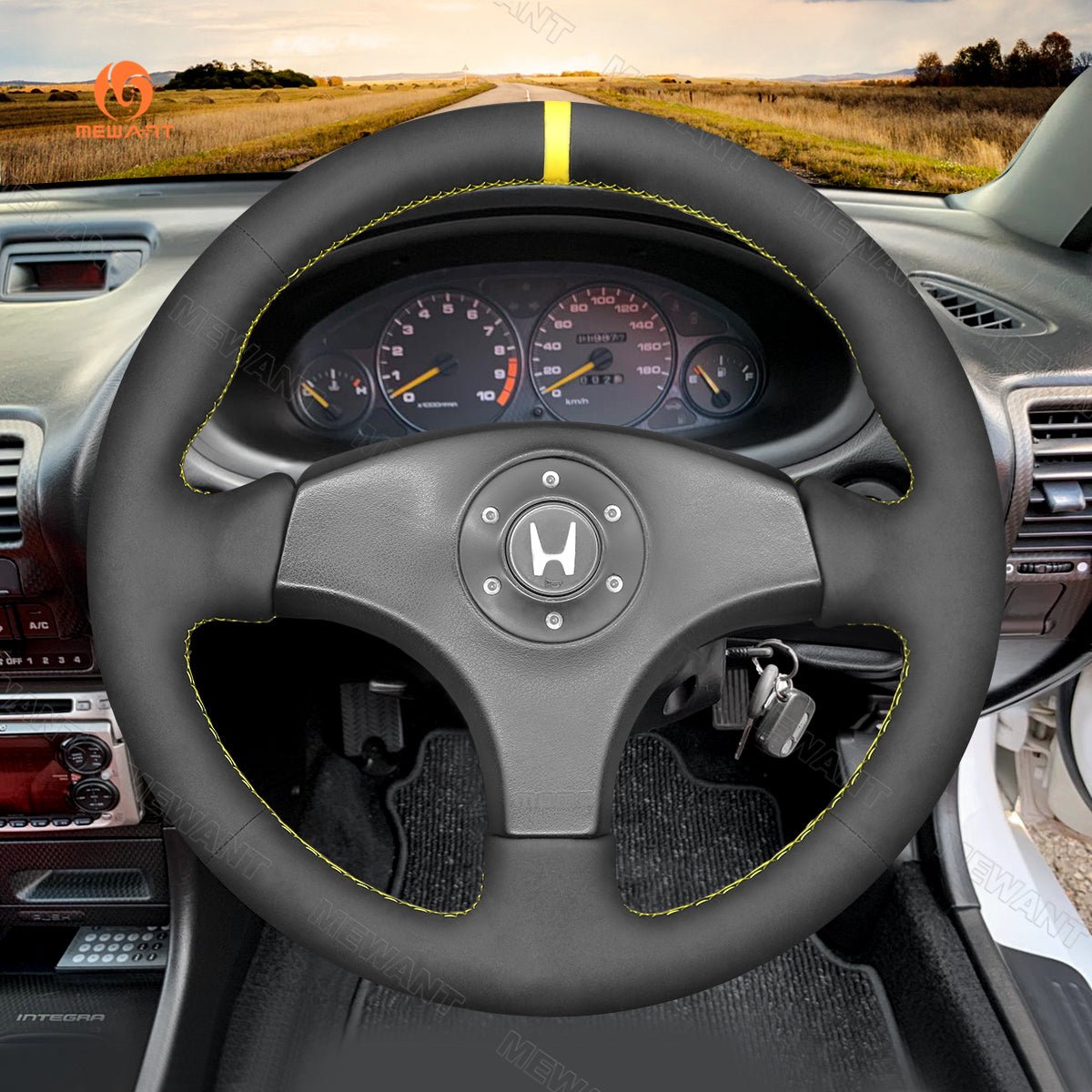 MEWANT Hand Stitch Black Leather Car Steering Wheel Cover for?Honda?Integra?Type?R?DC2?1996 - 1998 - Mewant Cover
