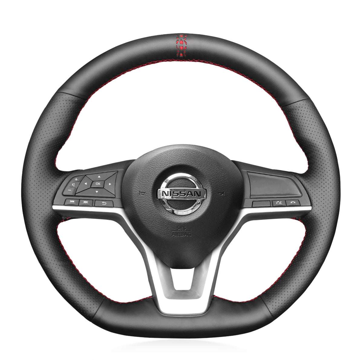 MEWANT Hand Stitch Black Leather Car Steering Wheel Cover for Nissan Qashqai X - Trail Juke Altima Leaf - Mewant Cover