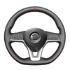 MEWANT Hand Stitch Black Leather Car Steering Wheel Cover for Nissan Qashqai X - Trail Juke Altima Leaf - Mewant Cover