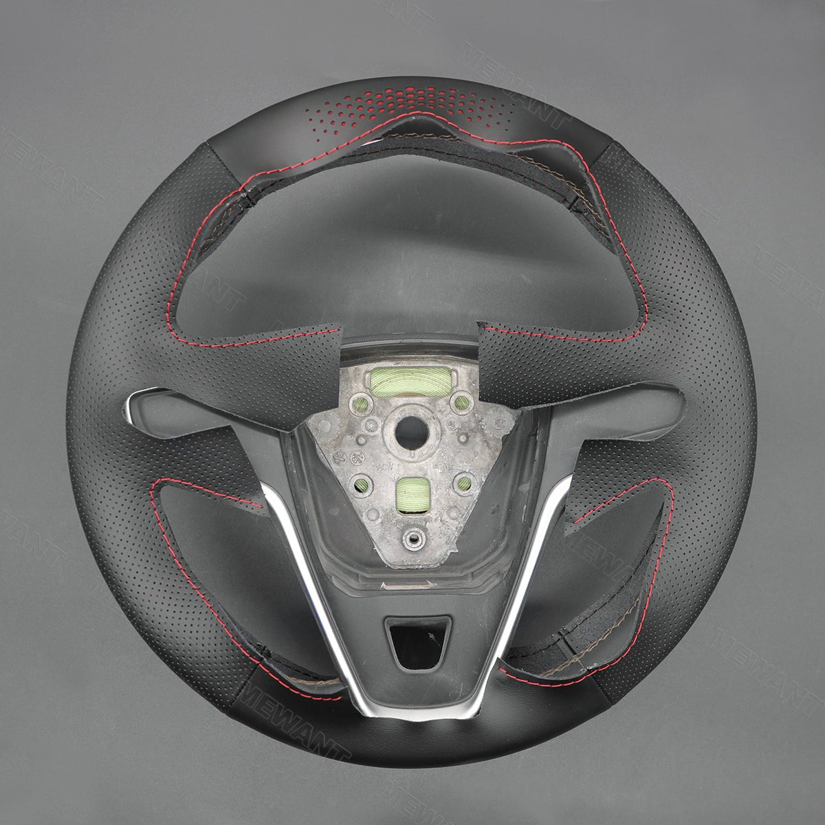 MEWANT Hand Stitch Black Leather Car Steering Wheel Cover for Opel Vauxhall Insignia Buick Regal - Alcantara, Leather, Carbon Fiber, Easy Install, Non - Slip, Best Steering Wheel Cover