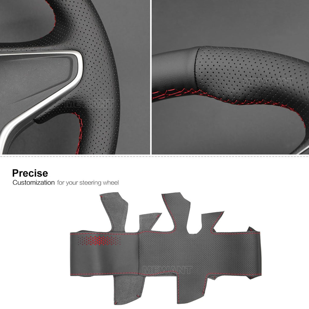 MEWANT Hand Stitch Black Leather Car Steering Wheel Cover for Opel Vauxhall Insignia Buick Regal - Alcantara, Leather, Carbon Fiber, Easy Install, Non - Slip, Best Steering Wheel Cover