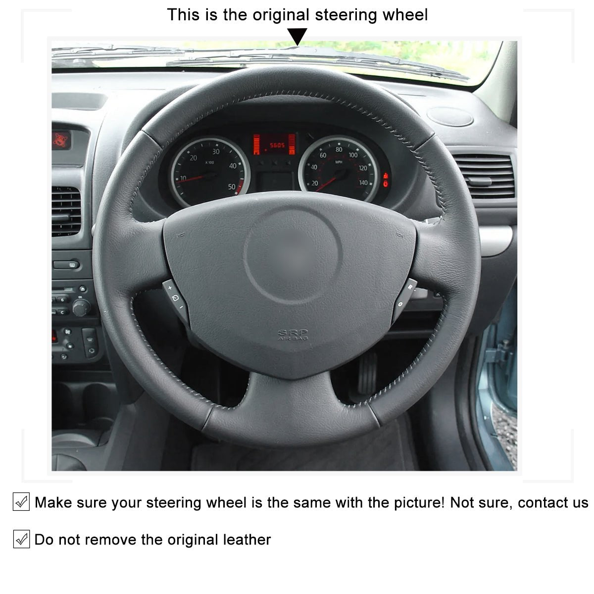 MEWANT Hand Stitch Black Leather Car Steering Wheel Cover for Renault Clio Twingo / for Dacia Sandero - Mewant Cover