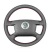 MEWANT Hand Stitch Black Leather Car Steering Wheel Cover for Volkswagen VW Caddy 2003 - 2006 / Caravelle 2003 - 2009 / T5 2003 - 2008 - Mewant Cover