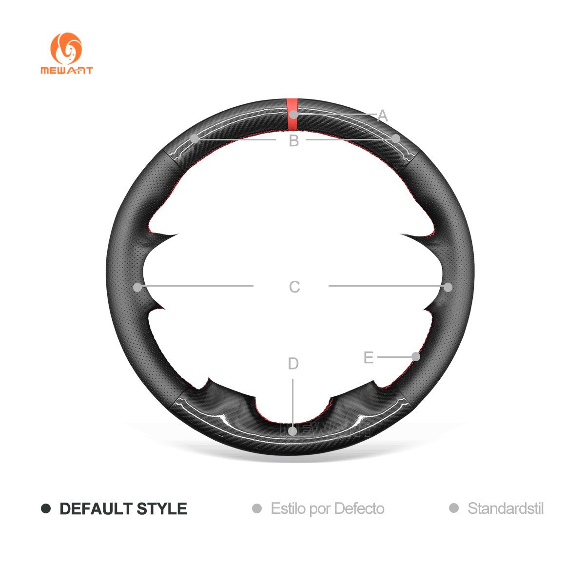 MEWANT Hand Stitch Black Leather Carbon Fiber Car Steering Wheel Cover for Honda Accord 9 Pilot Ridgeline Crosstour Odyssey - Alcantara, Leather, Carbon Fiber, Easy Install, Non - Slip, Best Steering Wheel Cover