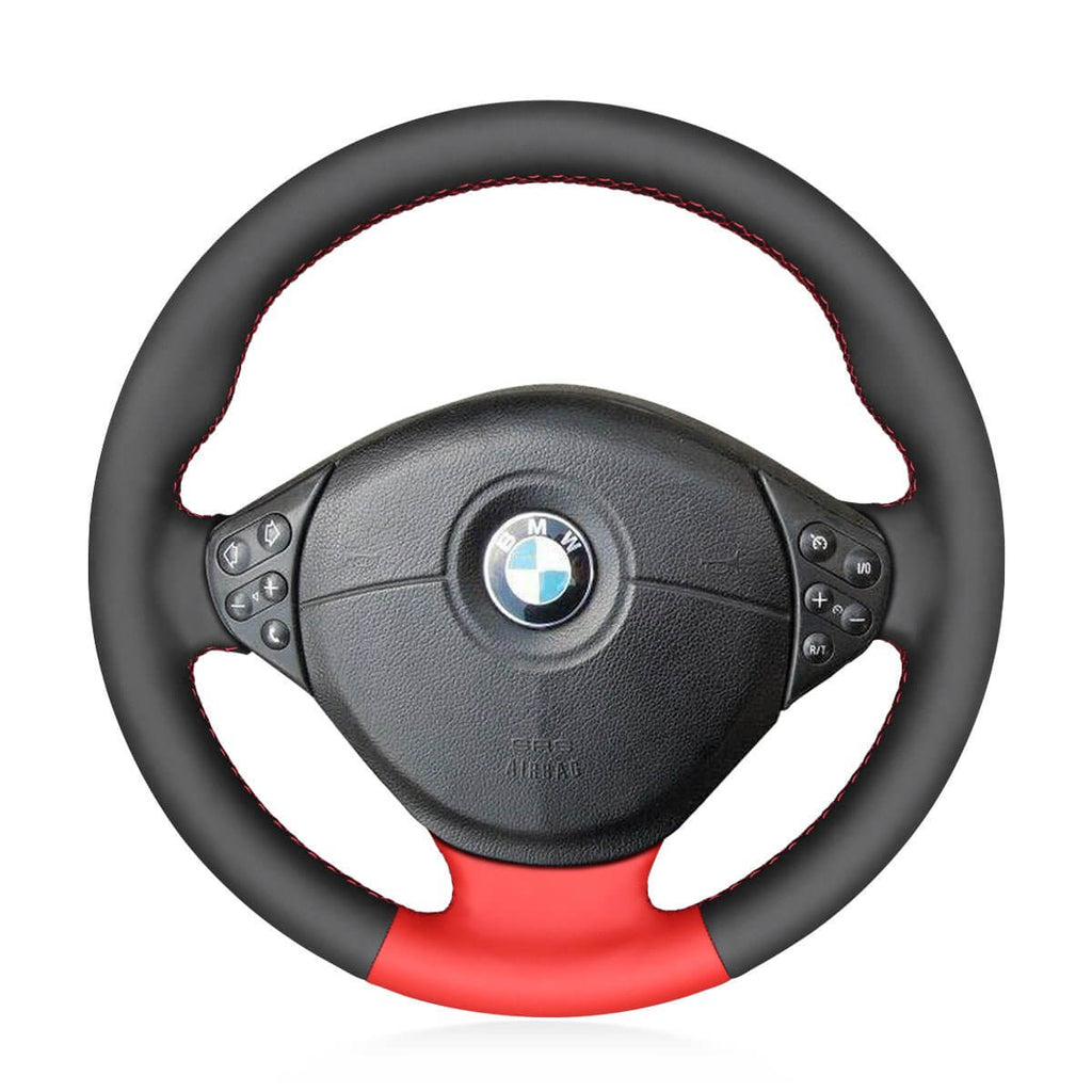 MEWANT Hand Stitch Black Leather Sude Car Steering Wheel for BMW 5/7 Series E39 E38 E36/7 E38 Z3 - Alcantara, Leather, Carbon Fiber, Easy Install, Non - Slip, Best Steering Wheel Cover