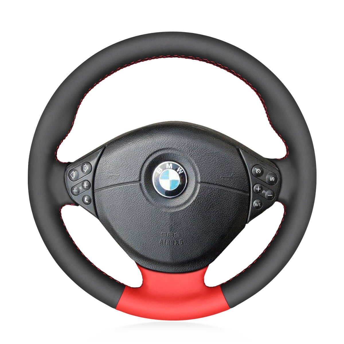 MEWANT Hand Stitch Black Leather Sude Car Steering Wheel for BMW 5/7 Series E39 E38 E36/7 E38 Z3 - Alcantara, Leather, Carbon Fiber, Easy Install, Non - Slip, Best Steering Wheel Cover