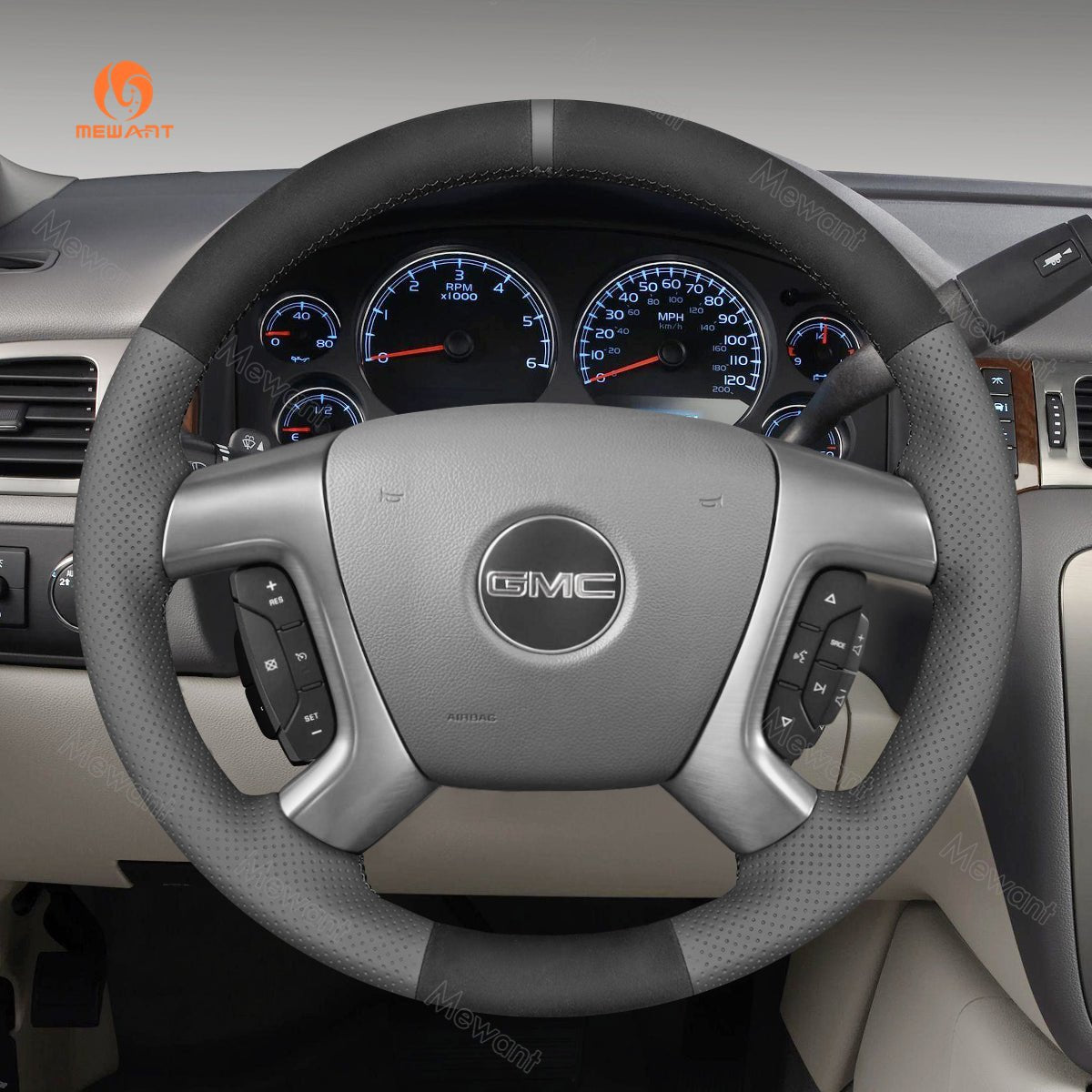 MEWANT Hand Stitch Black Leather Suede Car for Chevrolet Captiva 2007 - 2014 / Daewoo Winstorm / Silverado 2007 - 2013 / - Alcantara, Leather, Carbon Fiber, Easy Install, Non - Slip, Best Steering Wheel Cover