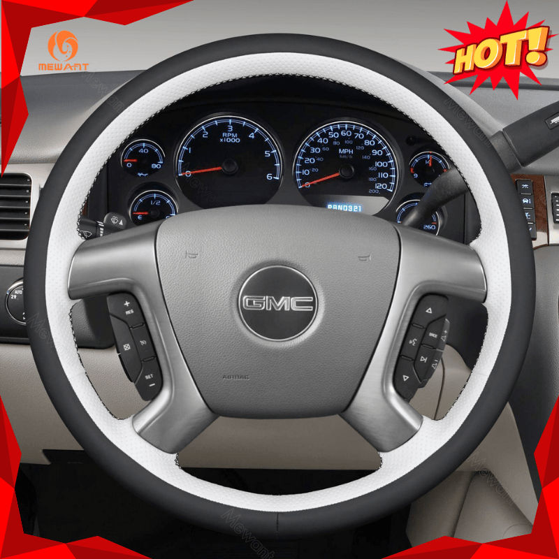 MEWANT Hand Stitch Black Leather Suede Car for Chevrolet Captiva 2007 - 2014 / Daewoo Winstorm / Silverado 2007 - 2013 / - Alcantara, Leather, Carbon Fiber, Easy Install, Non - Slip, Best Steering Wheel Cover