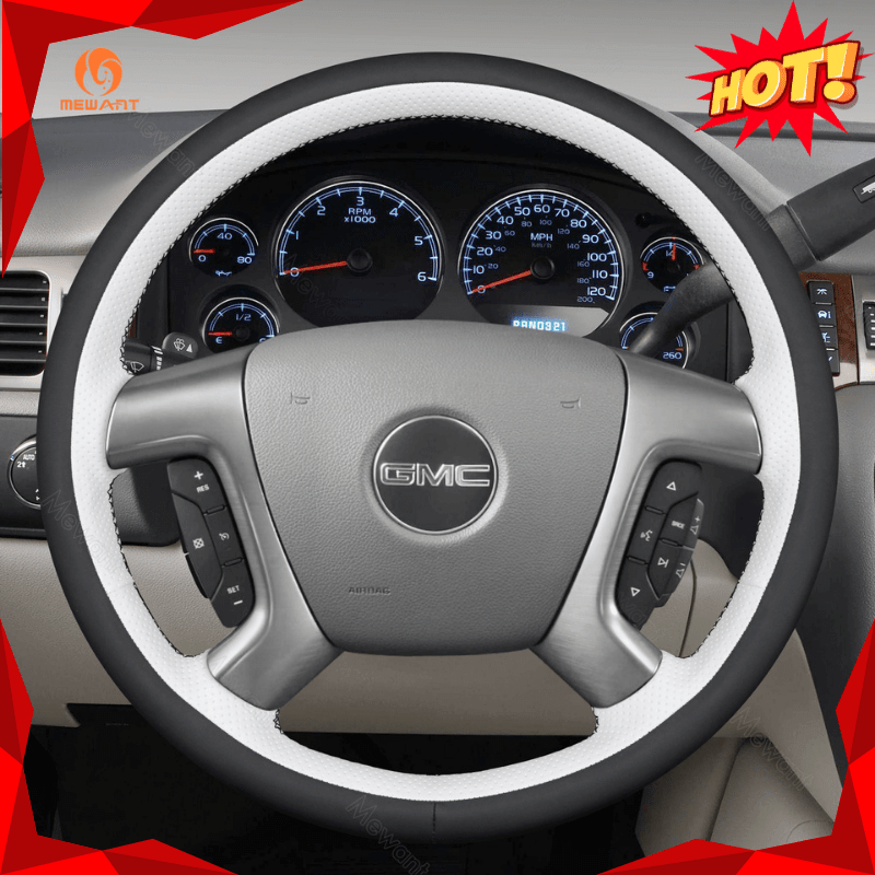 MEWANT Hand Stitch Black Leather Suede Car for Chevrolet Captiva 2007 - 2014 / Daewoo Winstorm / Silverado 2007 - 2013 / - Alcantara, Leather, Carbon Fiber, Easy Install, Non - Slip, Best Steering Wheel Cover