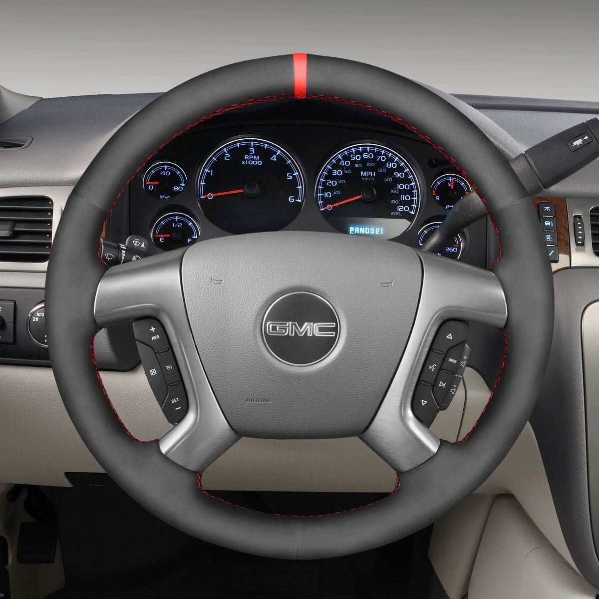 MEWANT Hand Stitch Black Leather Suede Car for Chevrolet Captiva 2007 - 2014 / Daewoo Winstorm / Silverado 2007 - 2013 / - Alcantara, Leather, Carbon Fiber, Easy Install, Non - Slip, Best Steering Wheel Cover