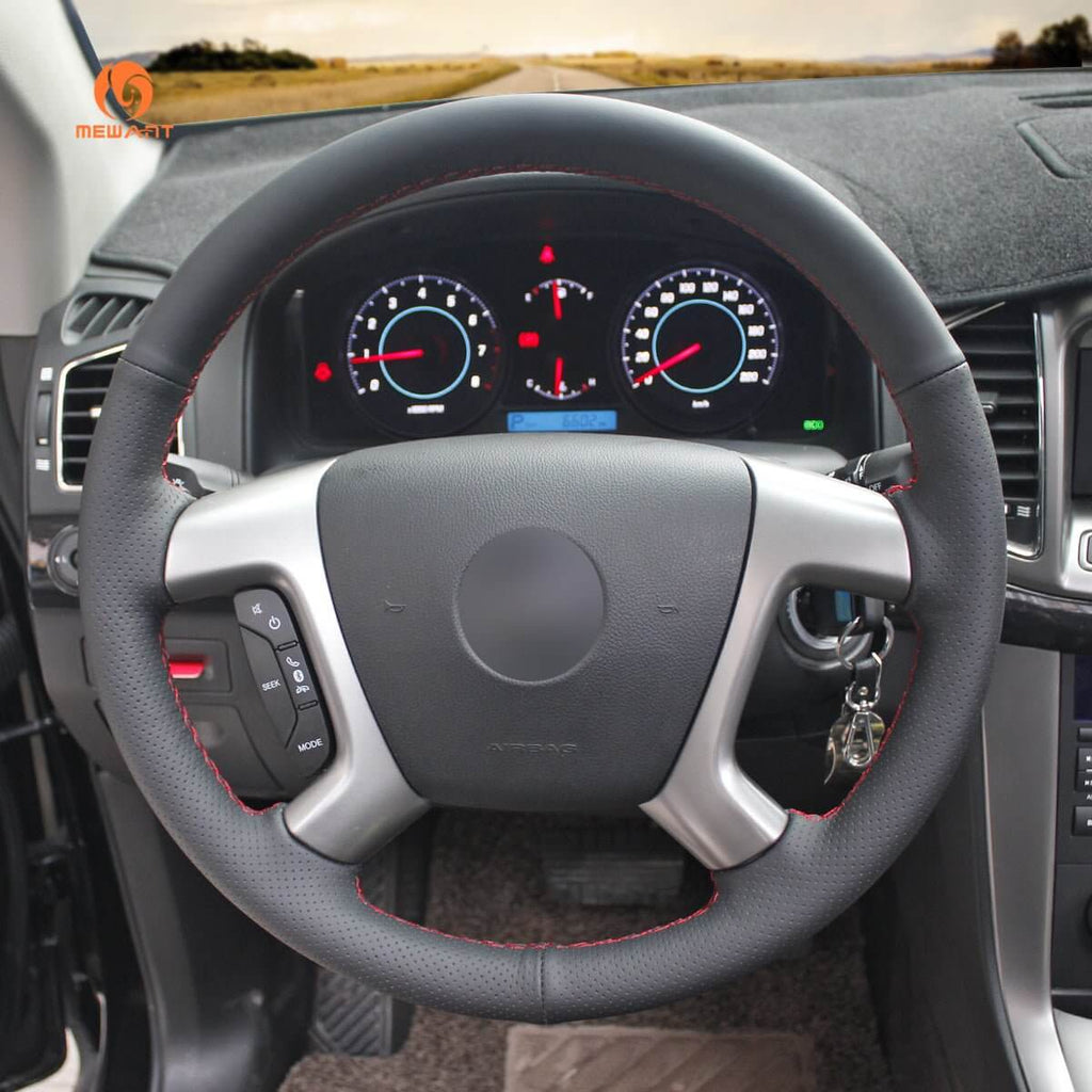 MEWANT Hand Stitch Black Leather Suede Car for Chevrolet Captiva 2007 - 2014 / Daewoo Winstorm / Silverado 2007 - 2013 / - Alcantara, Leather, Carbon Fiber, Easy Install, Non - Slip, Best Steering Wheel Cover