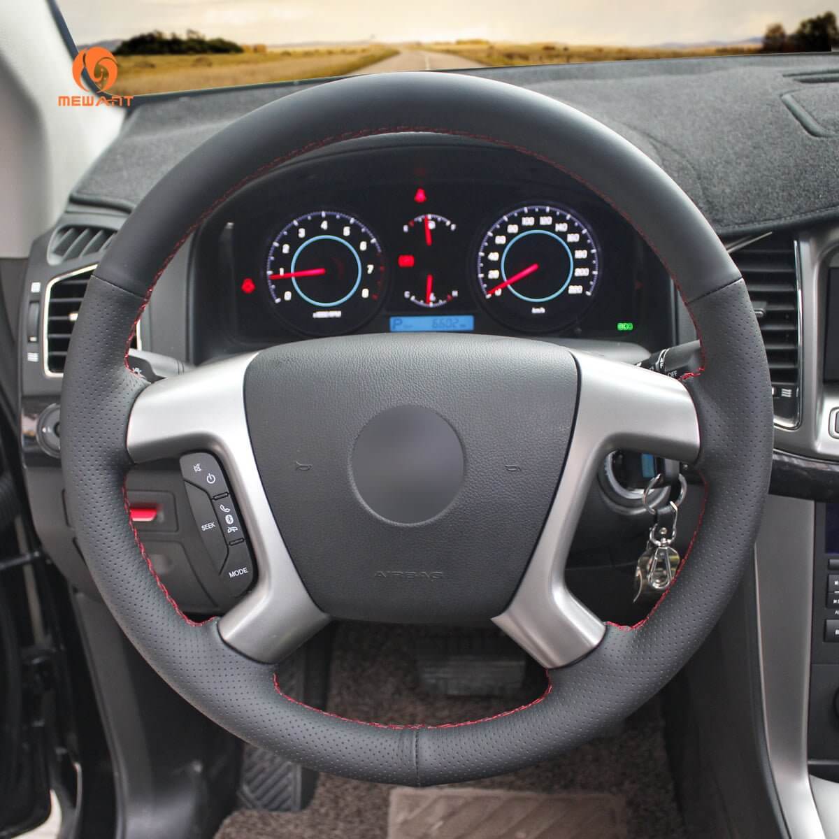 MEWANT Hand Stitch Black Leather Suede Car for Chevrolet Captiva 2007 - 2014 / Daewoo Winstorm / Silverado 2007 - 2013 / - Alcantara, Leather, Carbon Fiber, Easy Install, Non - Slip, Best Steering Wheel Cover