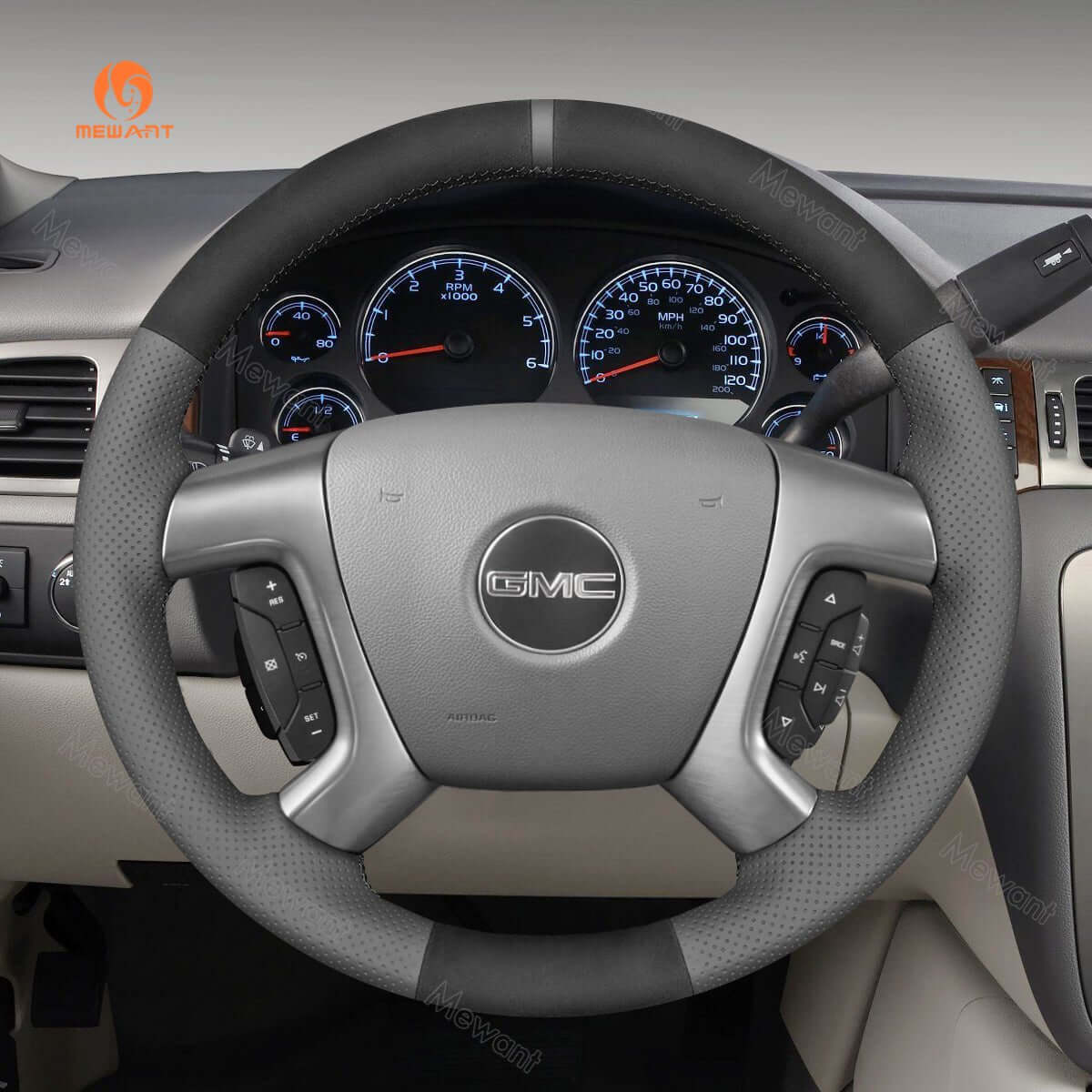 MEWANT Hand Stitch Black Leather Suede Car for Chevrolet Captiva 2007 - 2014 / Daewoo Winstorm / Silverado 2007 - 2013 / - Alcantara, Leather, Carbon Fiber, Easy Install, Non - Slip, Best Steering Wheel Cover