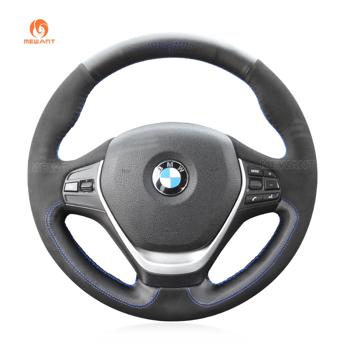 MEWANT Hand Stitch Black Leather Suede Car Steering Wheel Cover for BMW F30 F31 F34 F20 F21 F22 F23 F32 F33 F34 F36 - Mewant Cover