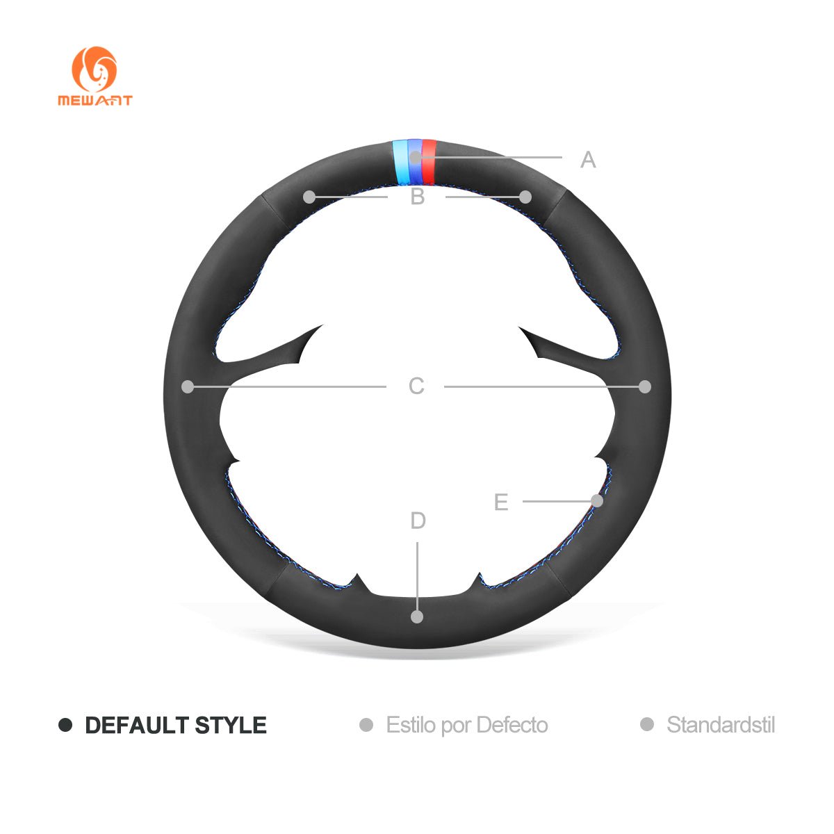 MEWANT Hand Stitch Black Leather Suede Car Steering Wheel Cover for BMW X5 F15 2013 - 2018 / X6 F16 2014 - 2019 - Alcantara, Leather, Carbon Fiber, Easy Install, Non - Slip, Best Steering Wheel Cover