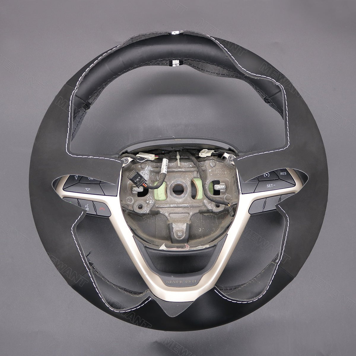 MEWANT Hand Stitch Black Leather Suede Car Steering Wheel Cover for Jeep Grand Cherokee 2014 - 2016 - Alcantara, Leather, Carbon Fiber, Easy Install, Non - Slip, Best Steering Wheel Cover