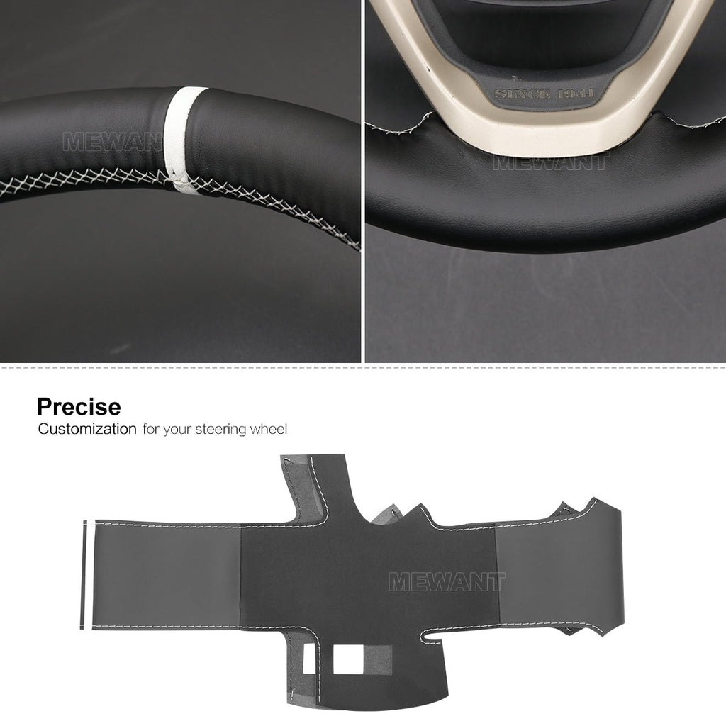 MEWANT Hand Stitch Black Leather Suede Car Steering Wheel Cover for Jeep Grand Cherokee 2014 - 2016 - Alcantara, Leather, Carbon Fiber, Easy Install, Non - Slip, Best Steering Wheel Cover