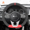 MEWANT Hand Stitch Black Leather Suede Car Steering Wheel Cover for Kia K5 Optima 2019 / Cee'd Ceed 2019 / Forte 2019 - Mewant Cover