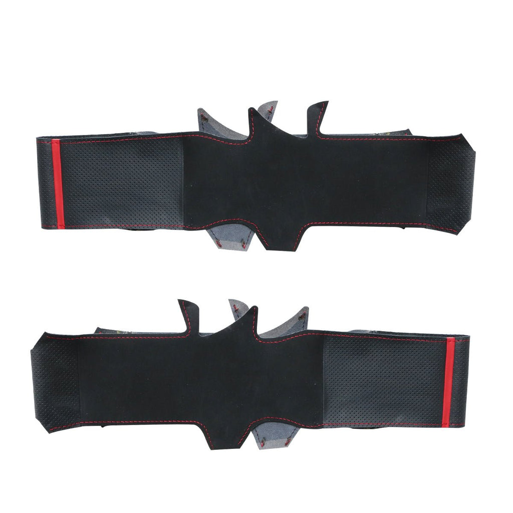 MEWANT Hand Stitch Black Leather Suede Car Steering Wheel Cover for Kia K5 Optima 2019 / Cee'd Ceed 2019 / Forte 2019 - Alcantara, Leather, Carbon Fiber, Easy Install, Non - Slip, Best Steering Wheel Cover