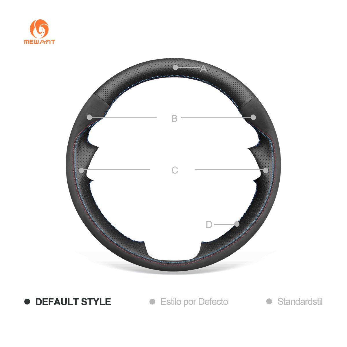 MEWANT Hand Stitch Black Leather Suede Car Steering Wheel Cover for Kia K5 Optima 2019 Cee'd Ceed 2019 Forte 2019 Cerato (AU) 2018 - 2019 - Alcantara, Leather, Carbon Fiber, Easy Install, Non - Slip, Best Steering Wheel Cover