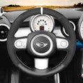 MEWANT Hand Stitch Black Leather Suede Car Steering Wheel Cover for Mini Coupe Clubman Clubvan Roadster - Alcantara, Leather, Carbon Fiber, Easy Install, Non - Slip, Best Steering Wheel Cover