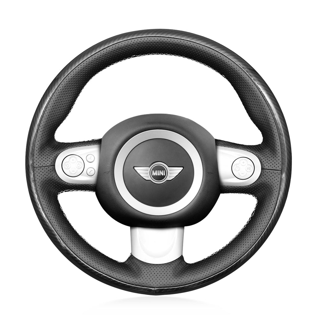 MEWANT Hand Stitch Black Leather Suede Car Steering Wheel Cover for Mini Coupe Clubman Clubvan Roadster - Mewant Cover