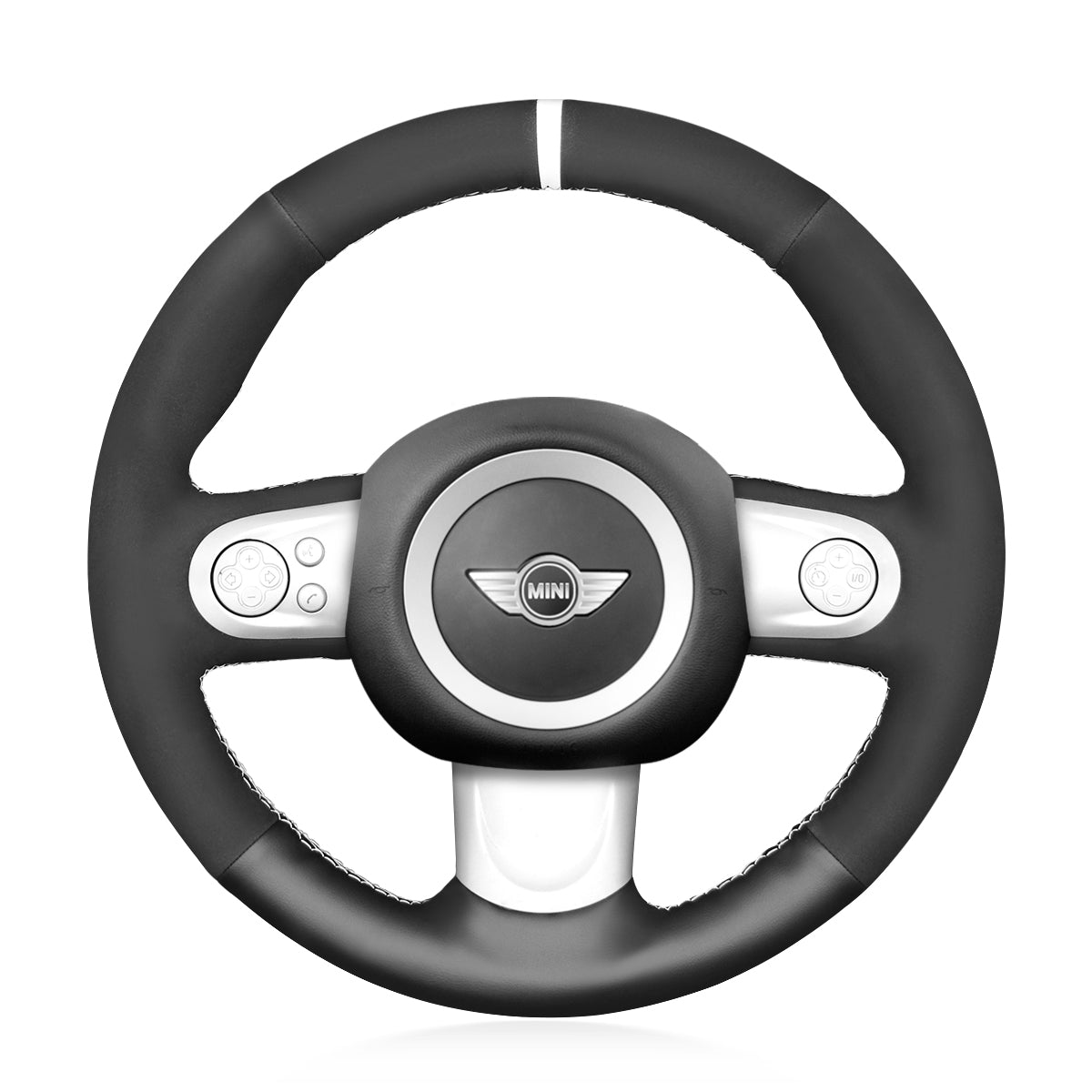 MEWANT Hand Stitch Black Leather Suede Car Steering Wheel Cover for Mini Coupe Clubman Clubvan Roadster - Alcantara, Leather, Carbon Fiber, Easy Install, Non - Slip, Best Steering Wheel Cover