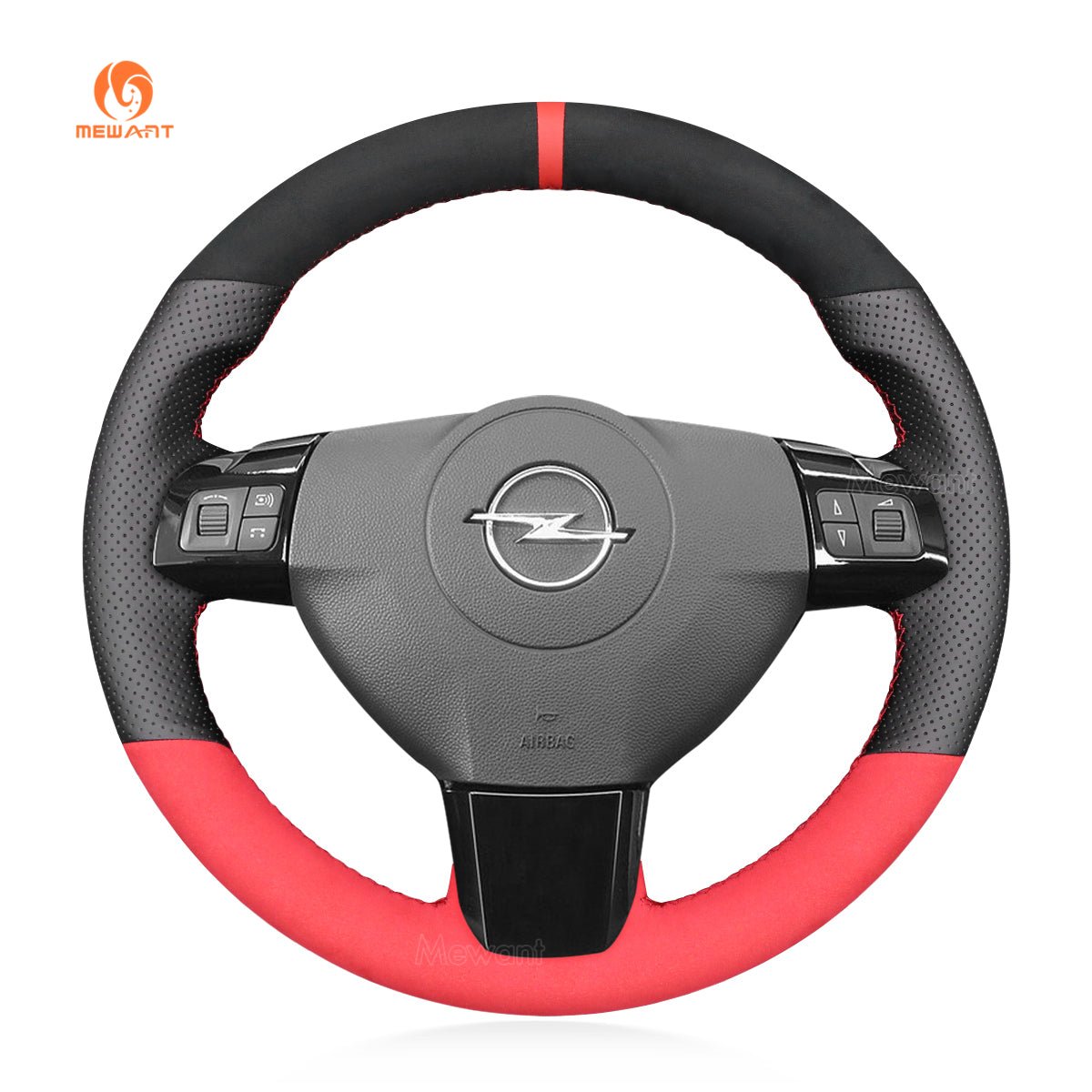 MEWANT Hand Stitch Black Leather Suede Car Steering Wheel Cover for Opel Vauxhall Astra Signum Vectra for Holden Astra - Mewant Cover