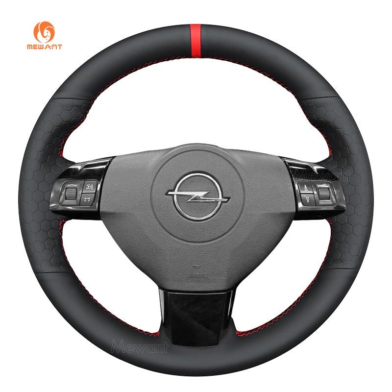 MEWANT Hand Stitch Black Leather Suede Car Steering Wheel Cover for Opel Vauxhall Astra Signum Vectra for Holden Astra - Alcantara, Leather, Carbon Fiber, Easy Install, Non - Slip, Best Steering Wheel Cover