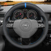 MEWANT Hand Stitch Black Leather Suede Car Steering Wheel Cover for Opel Vauxhall Astra Signum Vectra for Holden Astra - Alcantara, Leather, Carbon Fiber, Easy Install, Non - Slip, Best Steering Wheel Cover