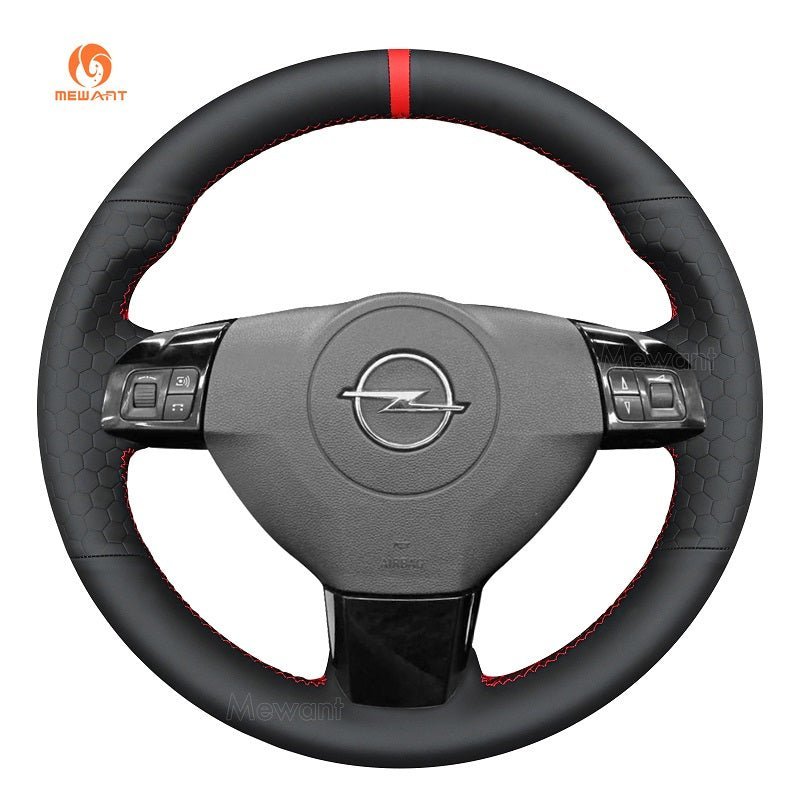 MEWANT Hand Stitch Black Leather Suede Car Steering Wheel Cover for Opel Vauxhall Astra Signum Vectra for Holden Astra - Alcantara, Leather, Carbon Fiber, Easy Install, Non - Slip, Best Steering Wheel Cover