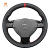 MEWANT Hand Stitch Black Leather Suede Car Steering Wheel Cover for Opel Vauxhall Astra Signum Vectra for Holden Astra - Alcantara, Leather, Carbon Fiber, Easy Install, Non - Slip, Best Steering Wheel Cover