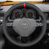MEWANT Hand Stitch Black Leather Suede Car Steering Wheel Cover for Opel Vauxhall Astra Signum Vectra for Holden Astra - Alcantara, Leather, Carbon Fiber, Easy Install, Non - Slip, Best Steering Wheel Cover